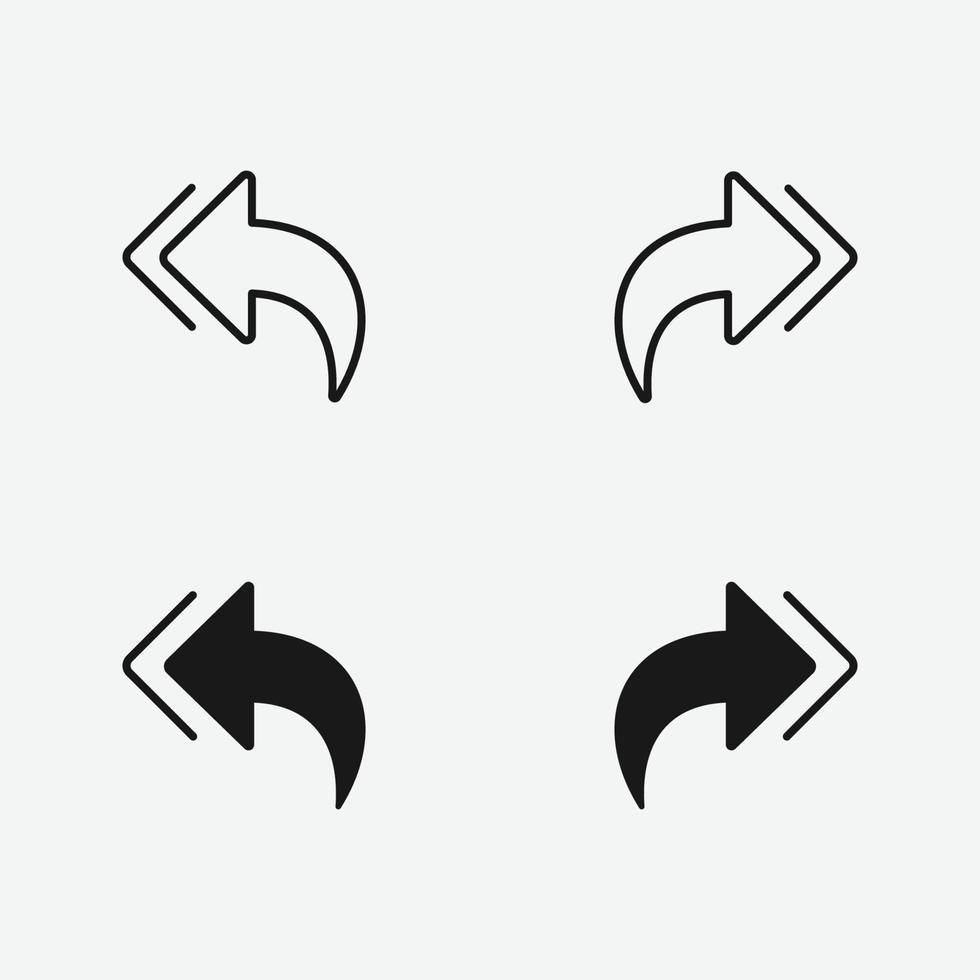 vector de icono de flecha anterior y siguiente. flecha, ilustración de vector de símbolo de dirección para web y vector de aplicación móvil.