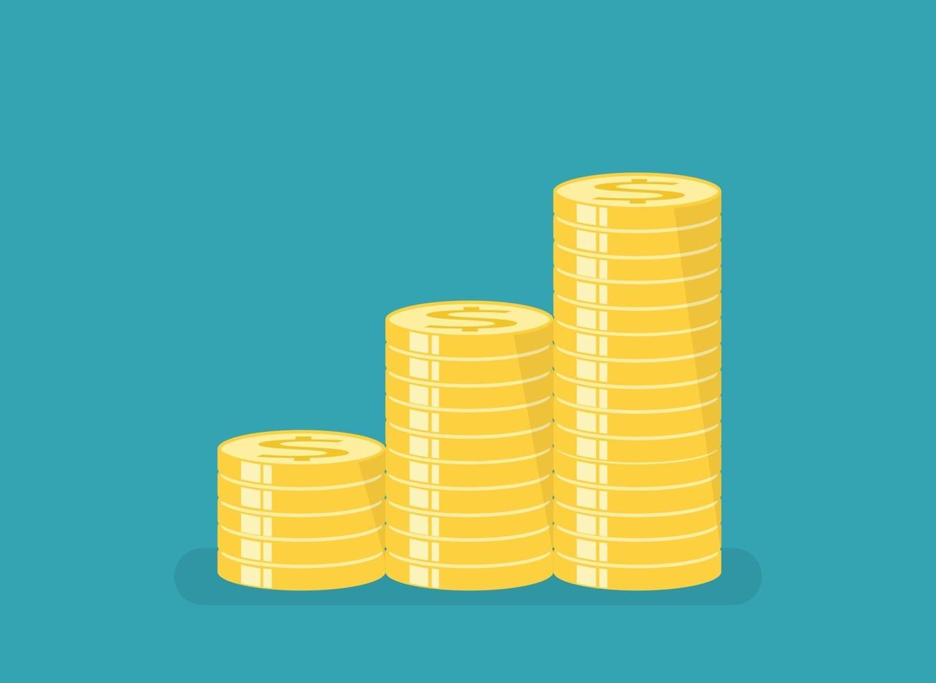 Gold coins with stepped sort. Vector illustration