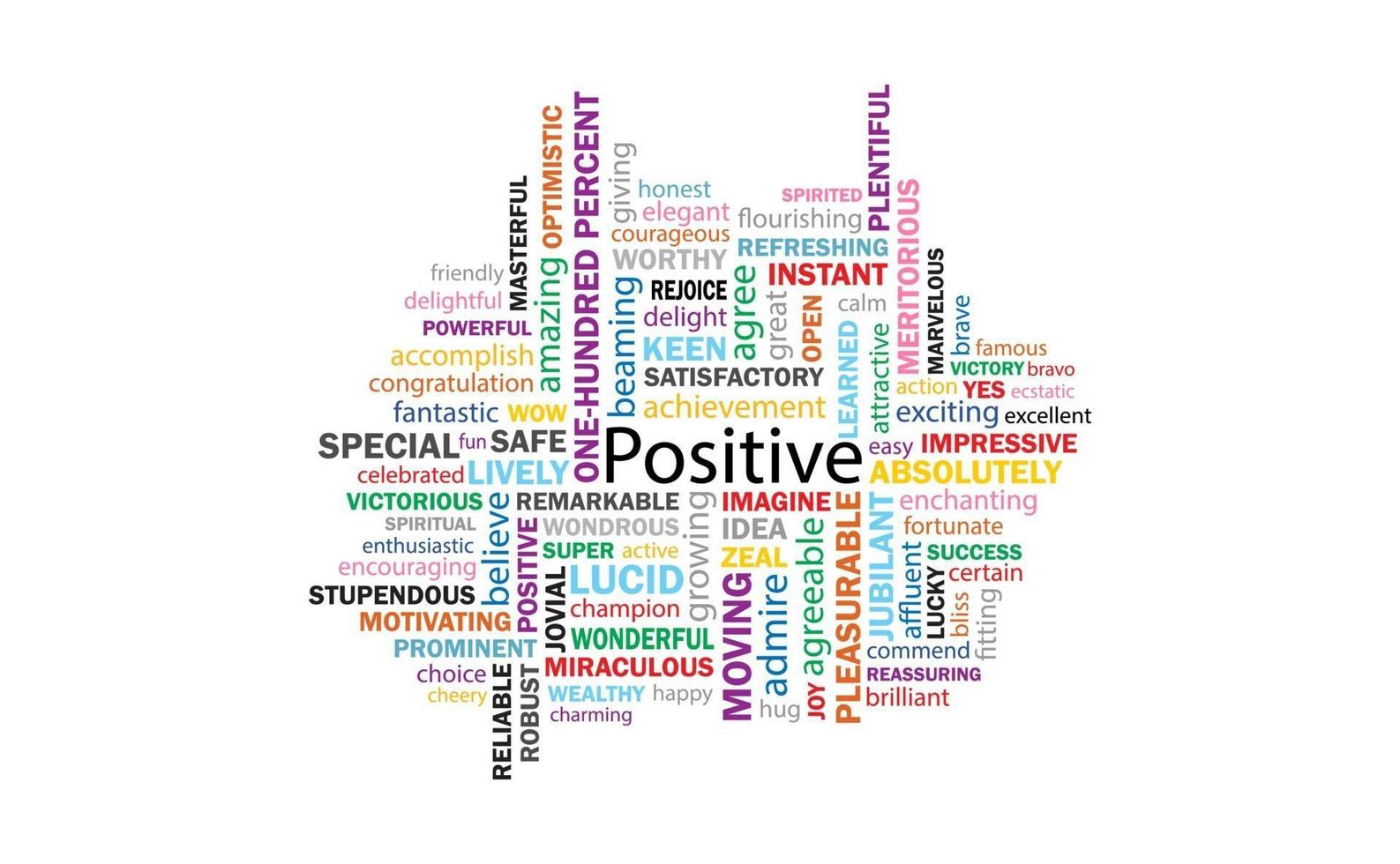 Positive thinking 99 Words for communication and affirmation. vector