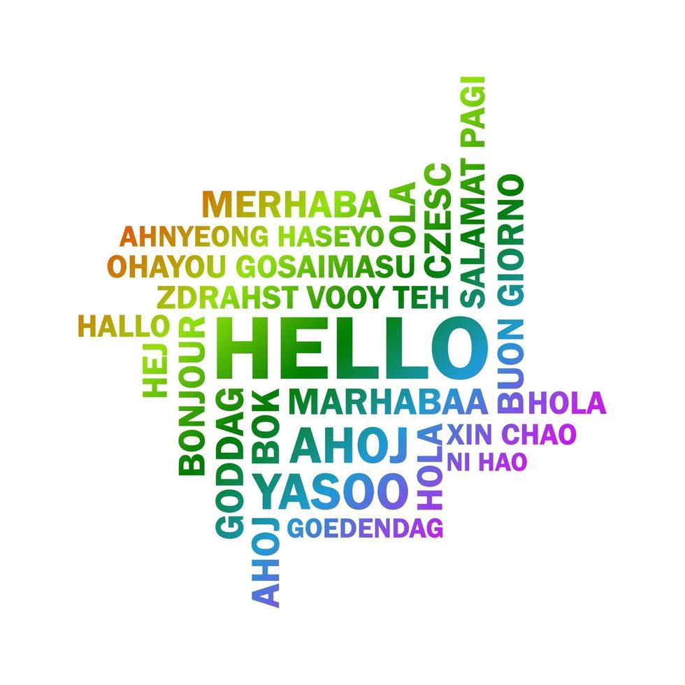 Text seamless pattern with word hello in different languages. vector