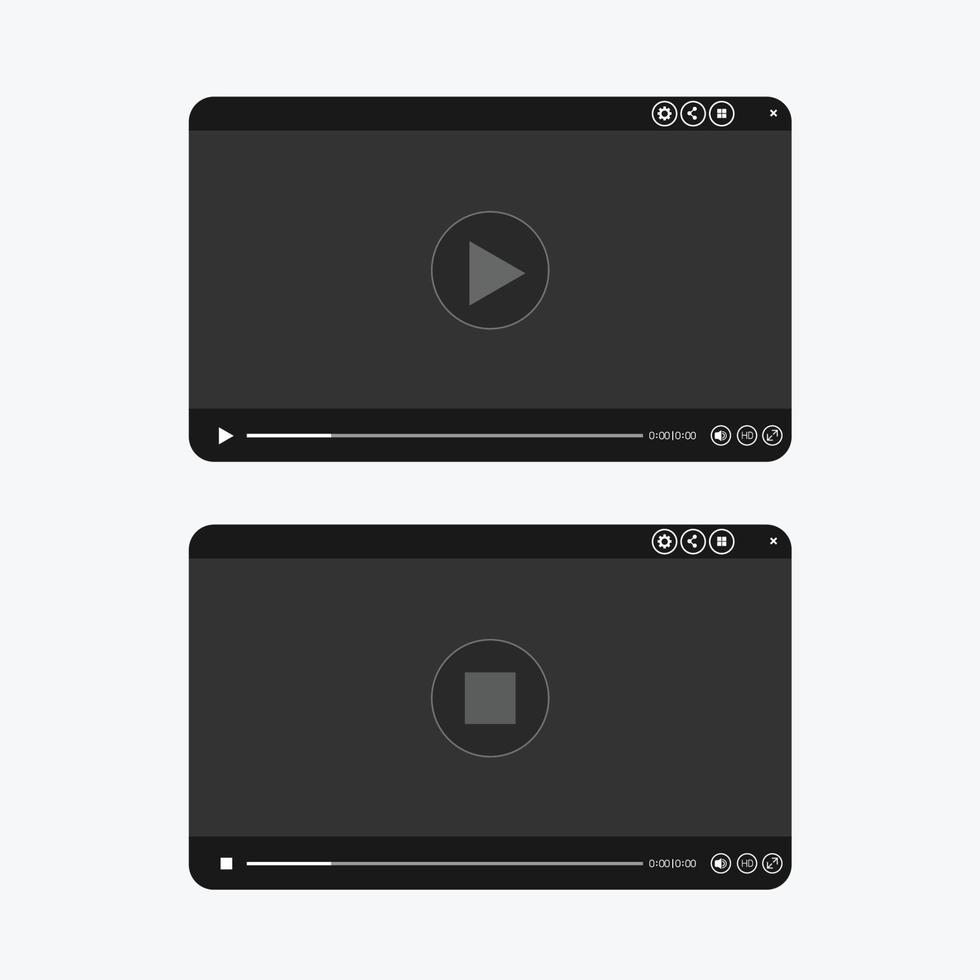 Video player for website and social media. Vector illustration