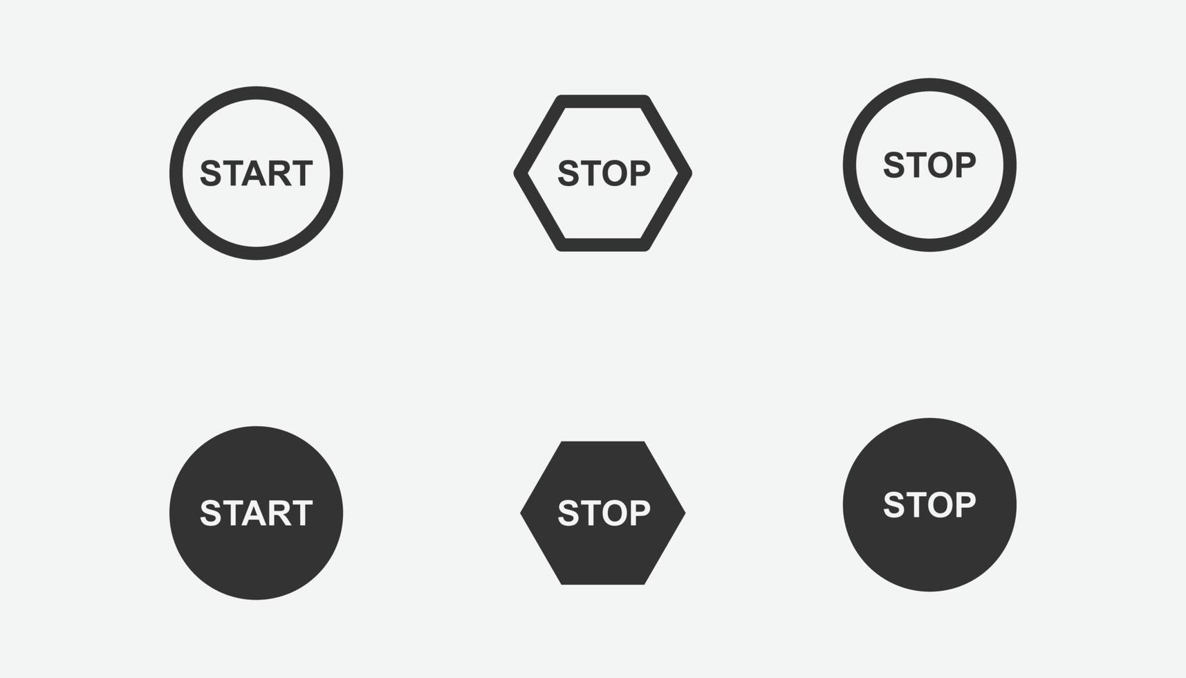 set of start and stop icons for graphic, website and mobile design vector