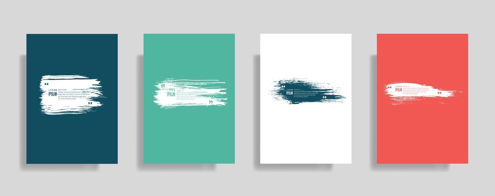 conjunto de plantillas en blanco de marco de citas, texto entre paréntesis, burbujas de discurso vacías de cita. bos de texto aislado sobre fondo de color. vector