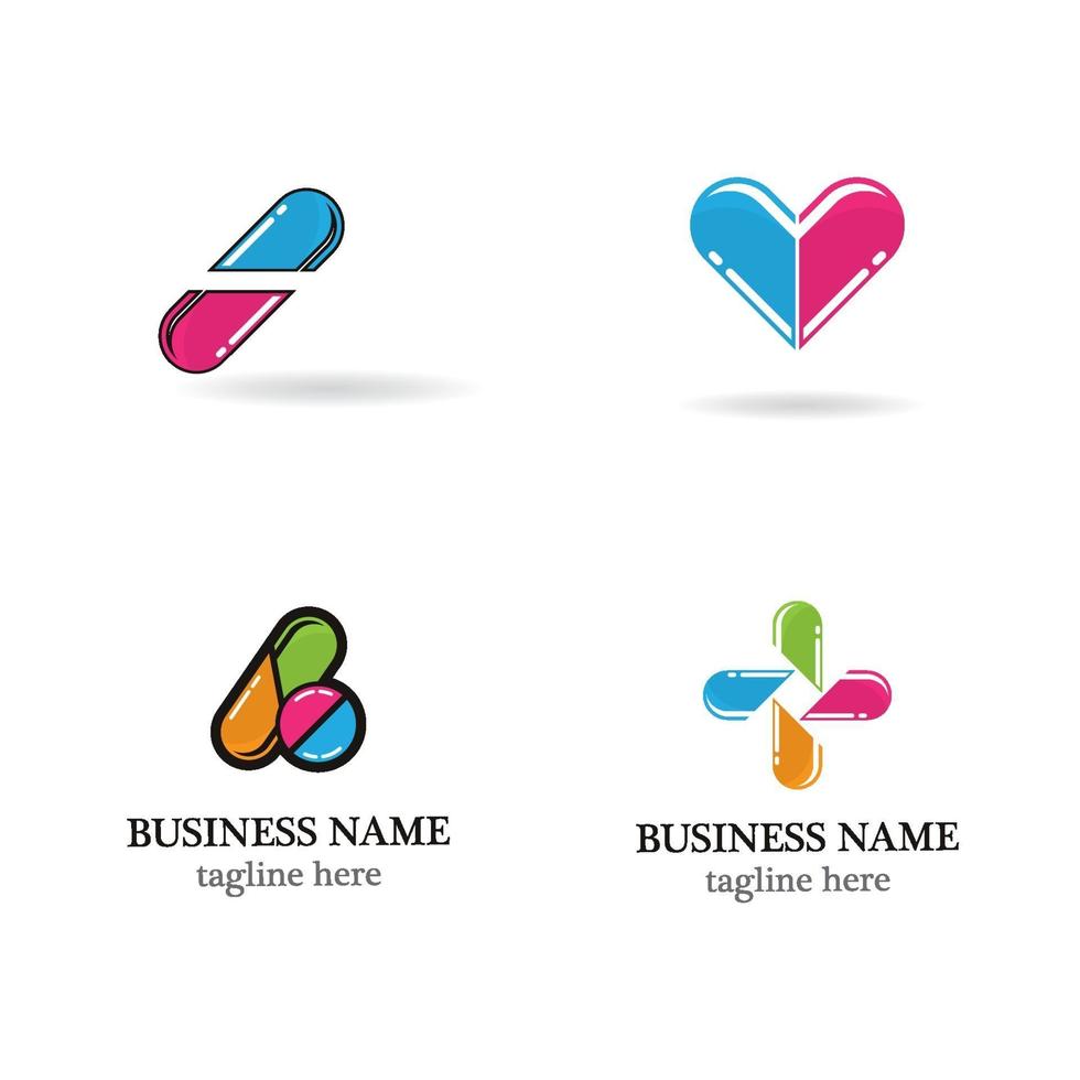 Pharmacy logo icon set vector