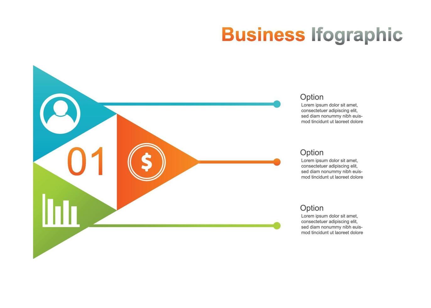 plantilla de diseño de infografía empresarial. Ilustración de vector de infografía de 3 opciones. perfecto para marketing, promoción, elemento de diseño de presentación