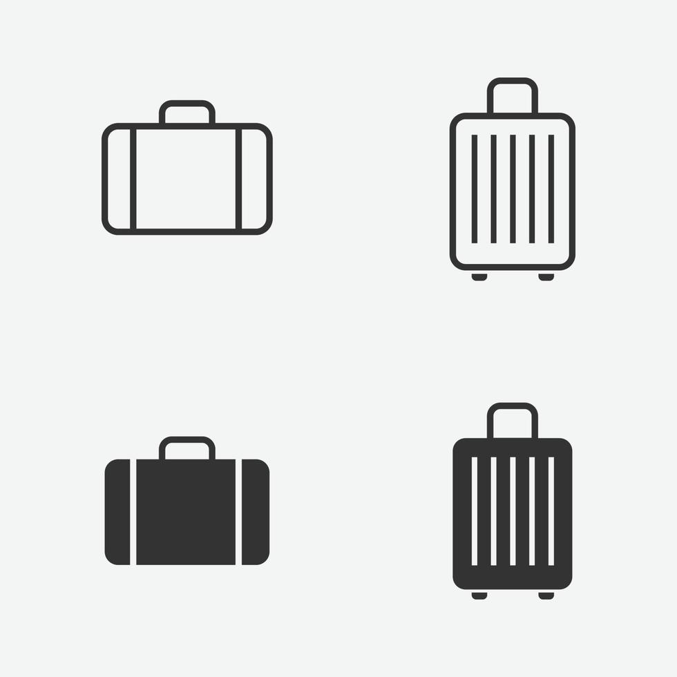 baggage icons set. vector illustration of suitcase for web