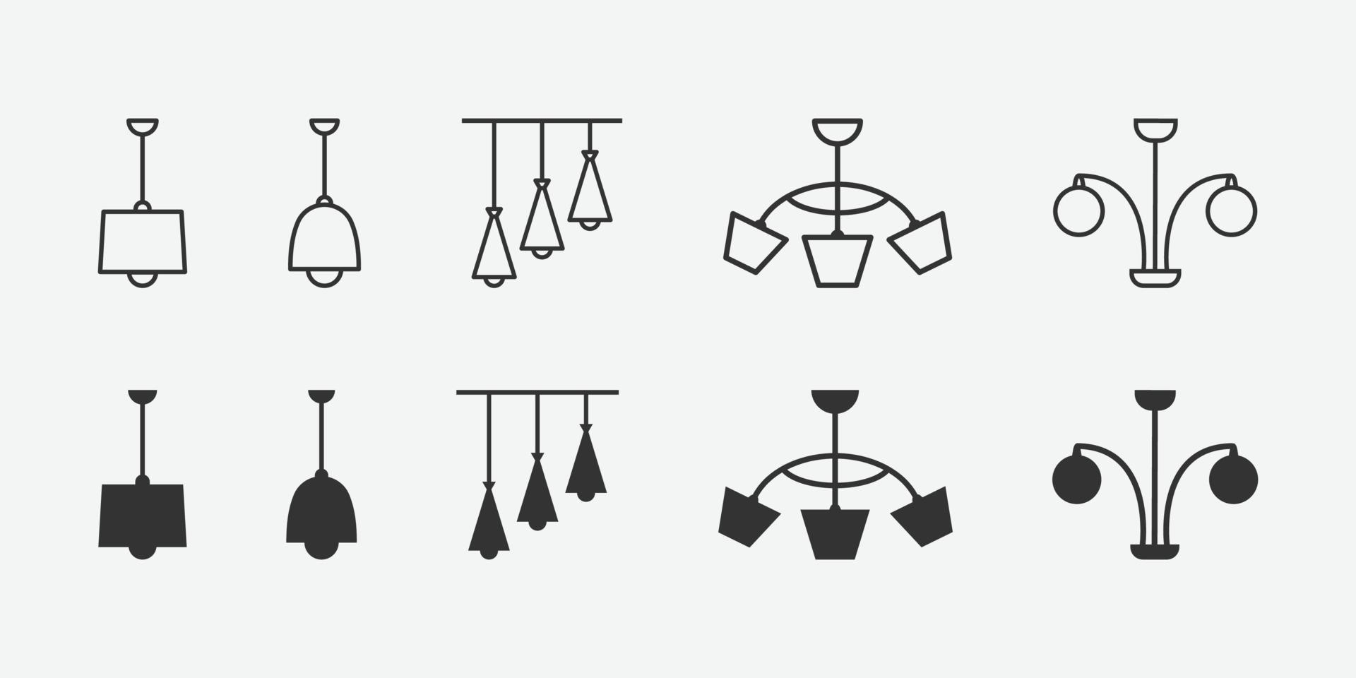 vector illustration of chandelier isolated icon set.