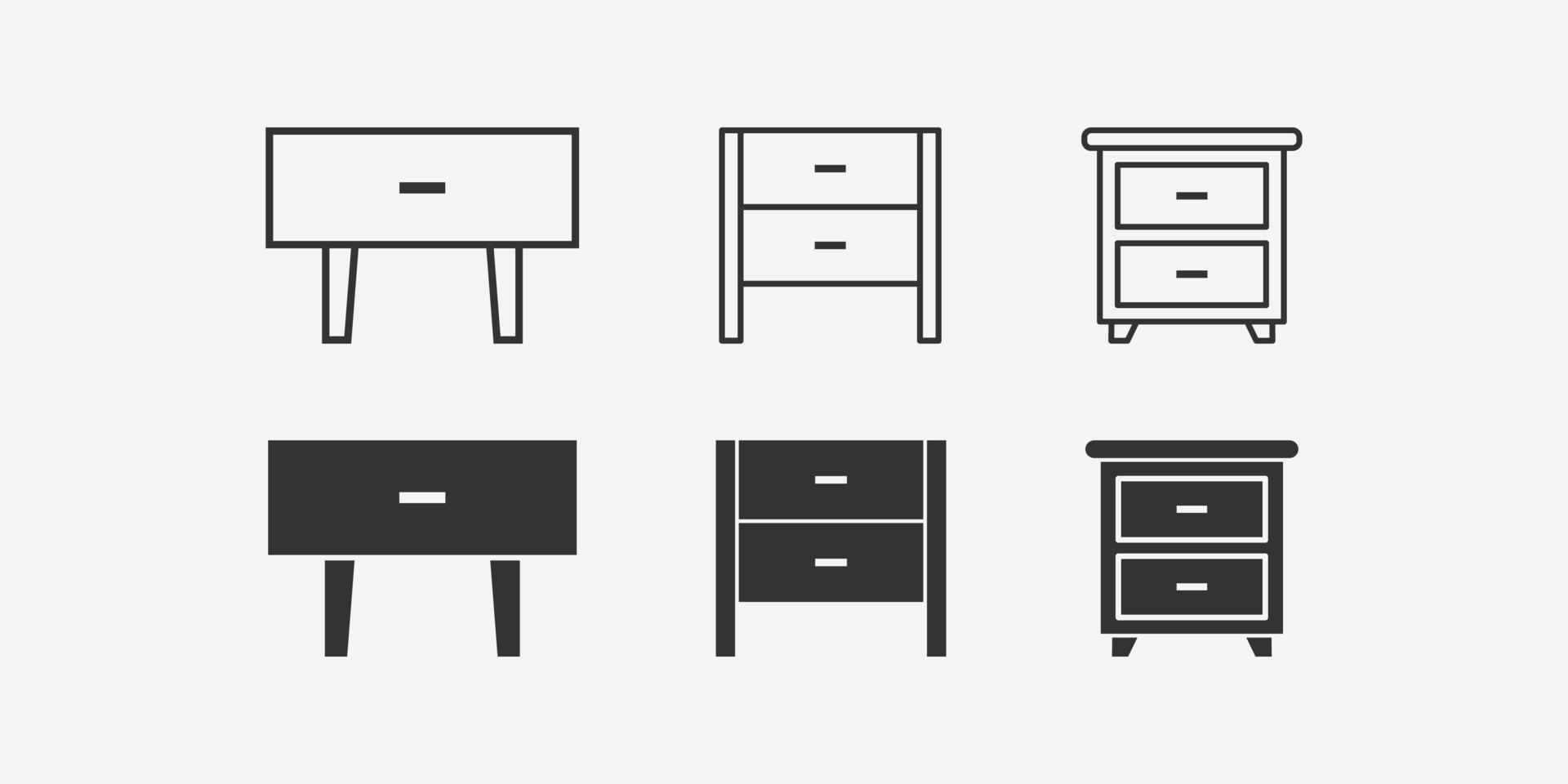 vector illustration of bedside isolated icon set.