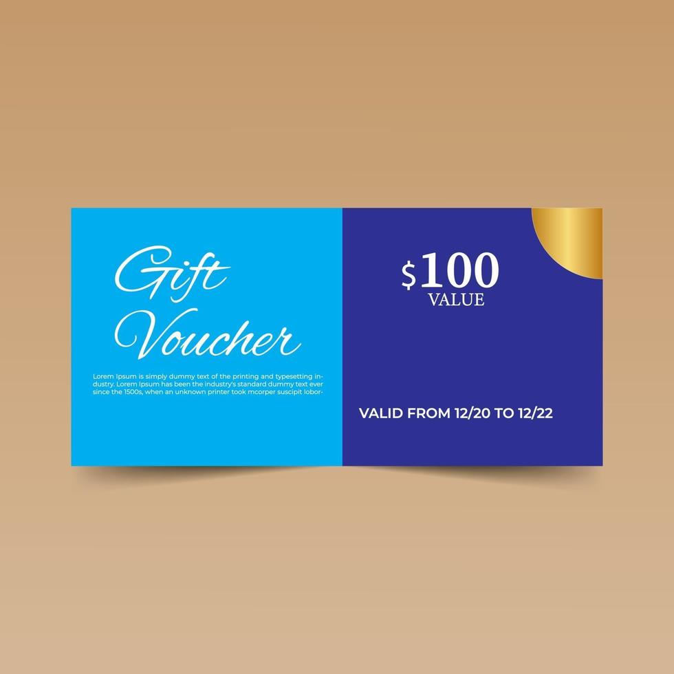 Blue  Gift Voucher Design Template vector