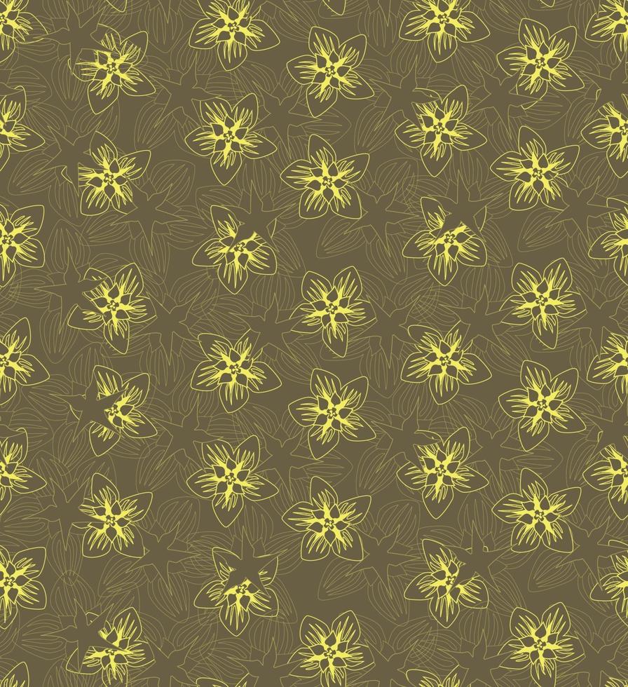 patrón floral sin fisuras. fondo de flores. textura transparente floral con flores. florecer fondo de pantalla de primavera amarilla de azulejos vector