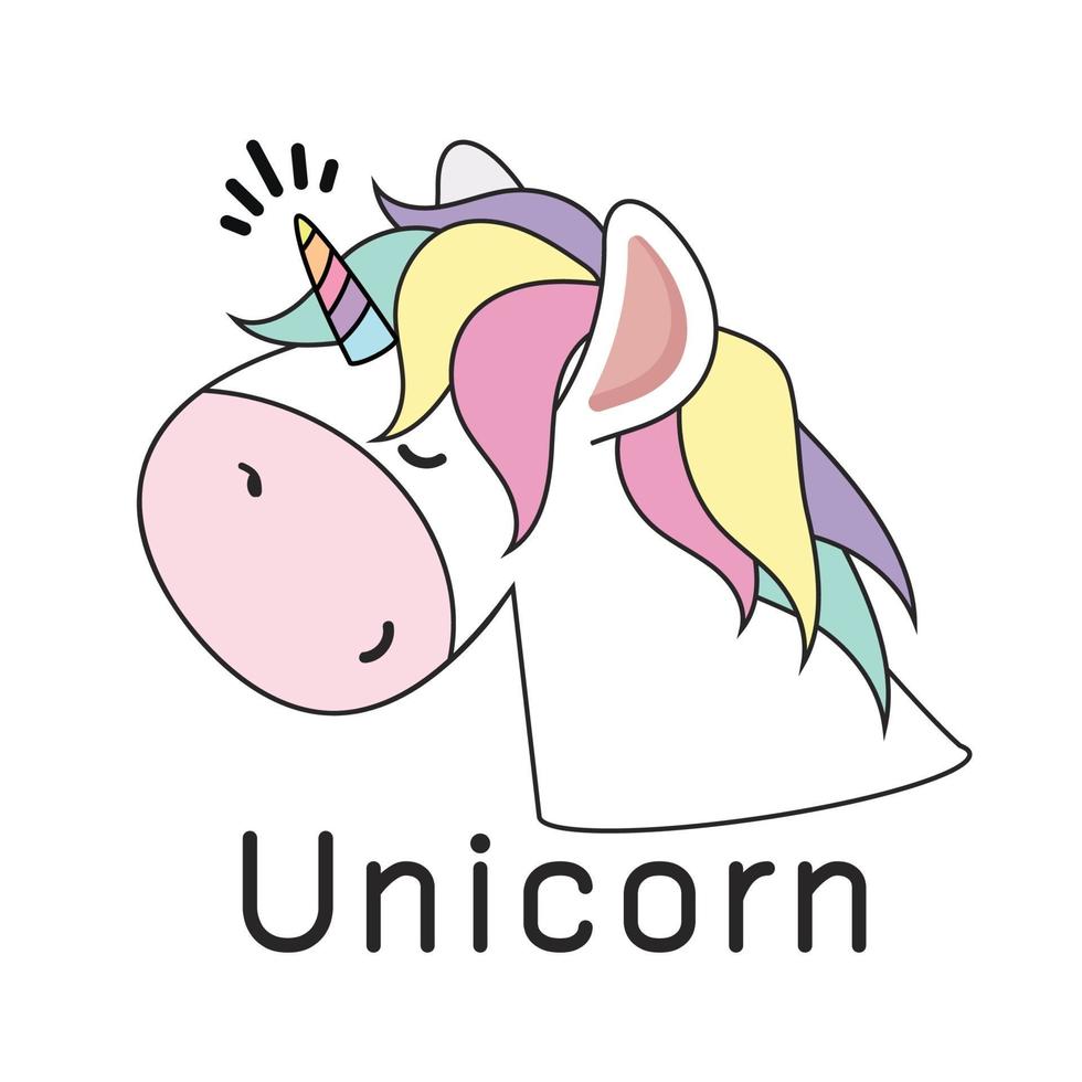 linda cabeza de unicornio. diseño vectorial vector