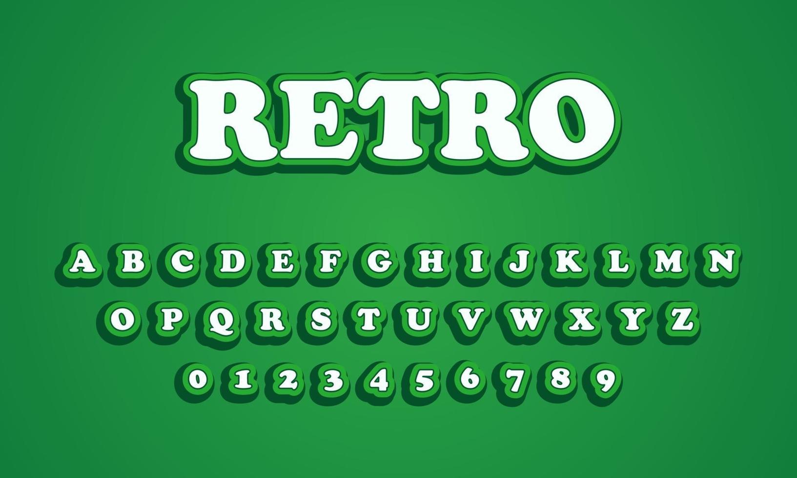 retro green font alphabet vector