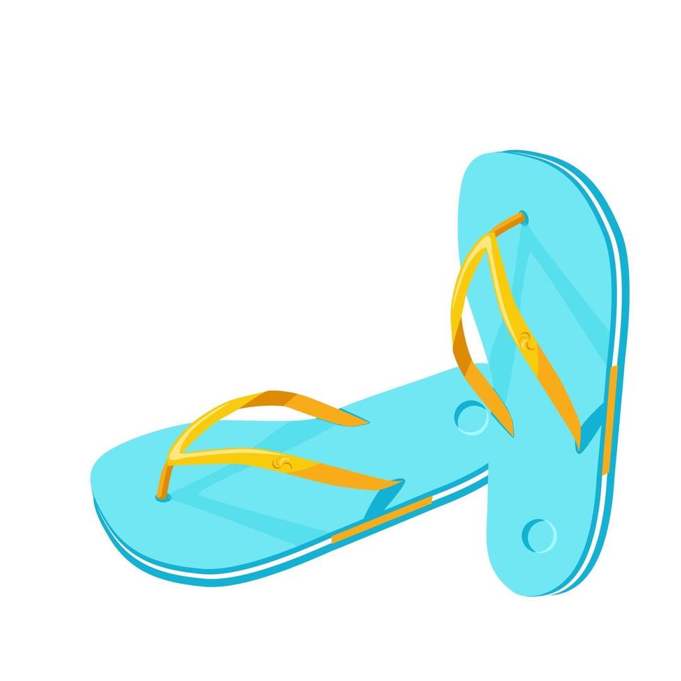 Chanclas de playa azul aislado sobre fondo blanco. vector