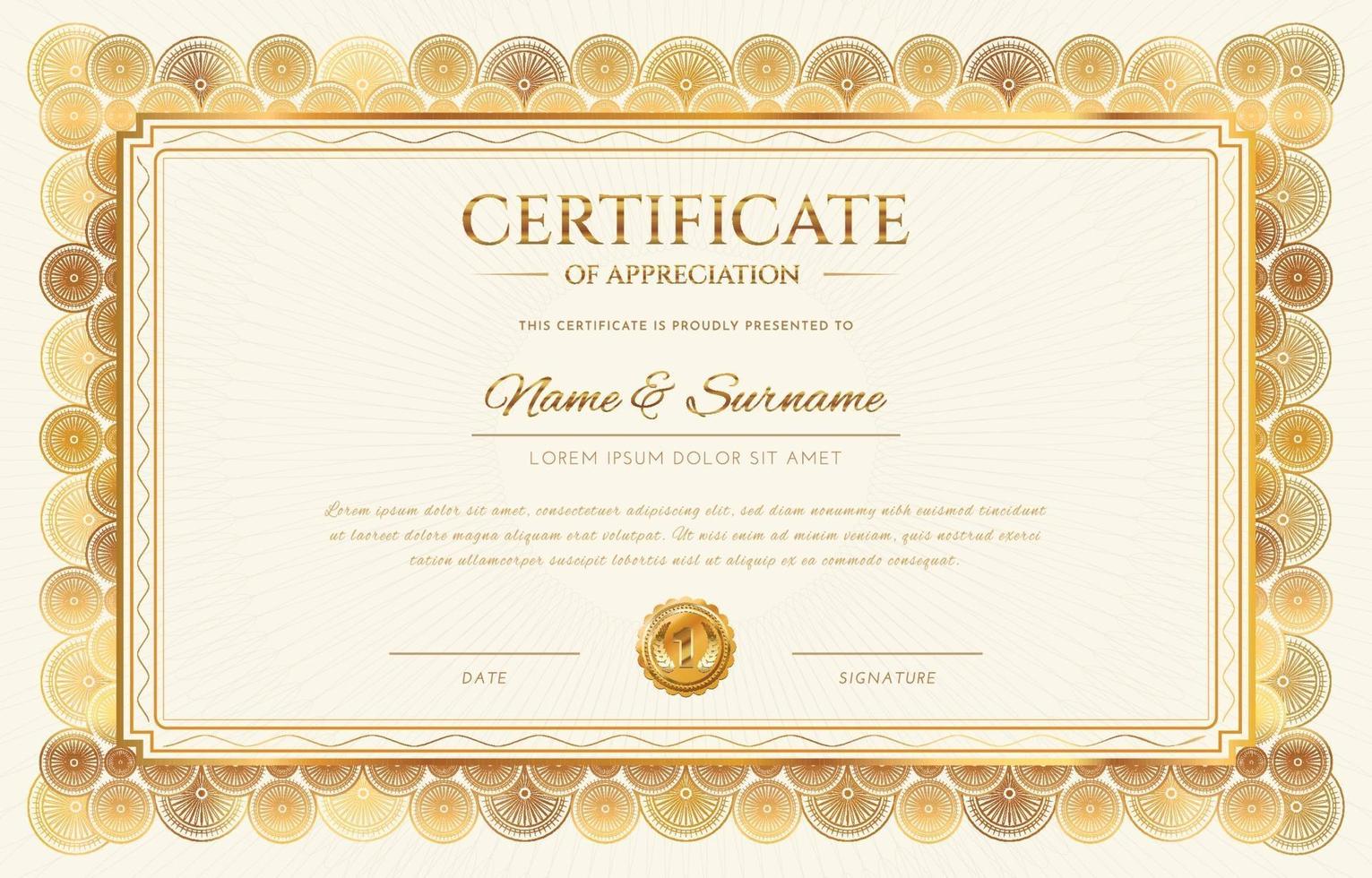 elegante plantilla de certificado de diploma vector