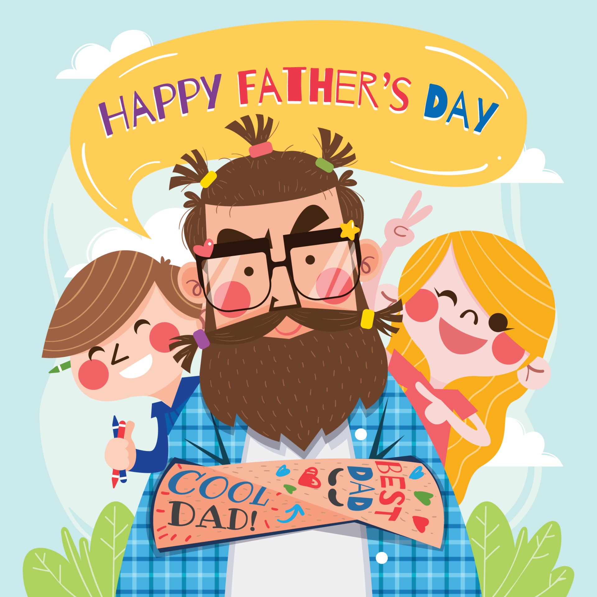 2025 父親節卡通素材下載推薦,整理可愛爸爸、親子互動畫面、Happy Fathers Day主題插圖,適合製作賀卡、社群貼文、DIY手作活動,讓父親節祝福更有溫度!