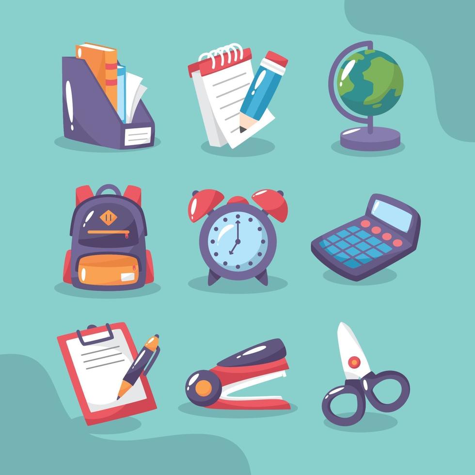 Set of School Stationery Icon vector