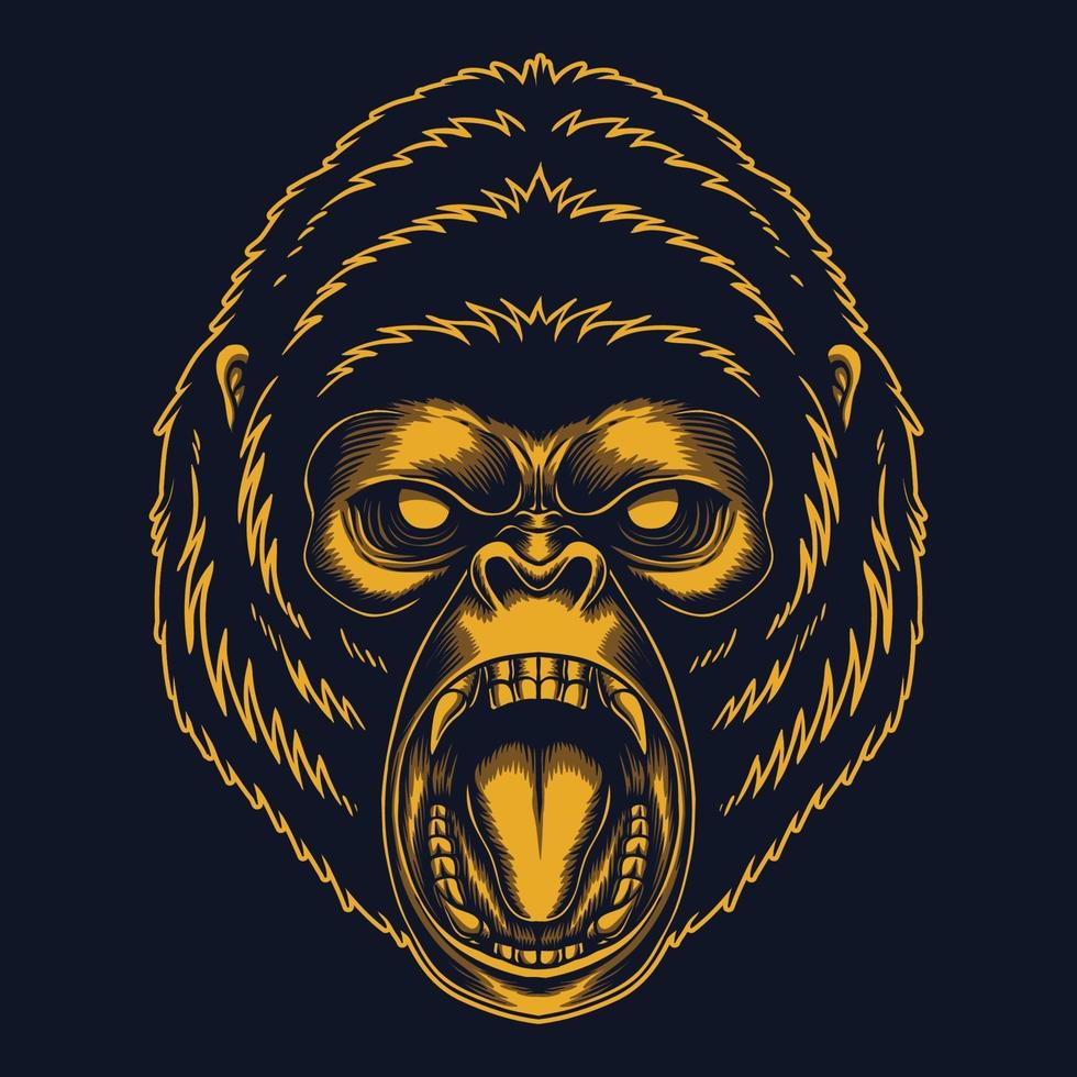 Angry gorilla gold vector illustration