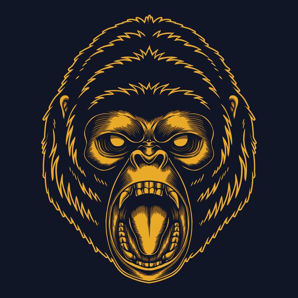 Angry gorilla gold vector illustration