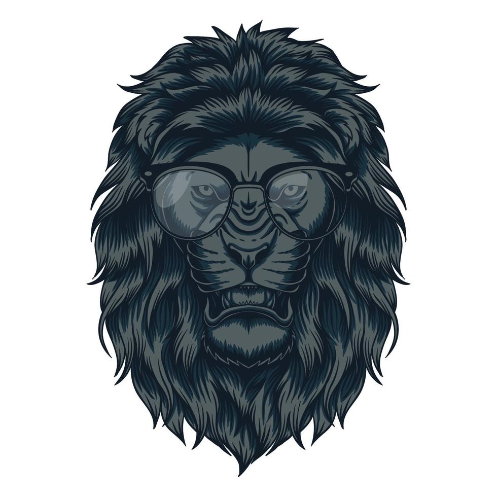 Lion Head with eyeglasses vector illustration