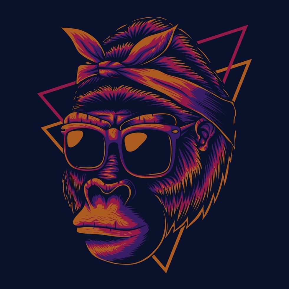 Mother gorilla eyeglasses vector illustration