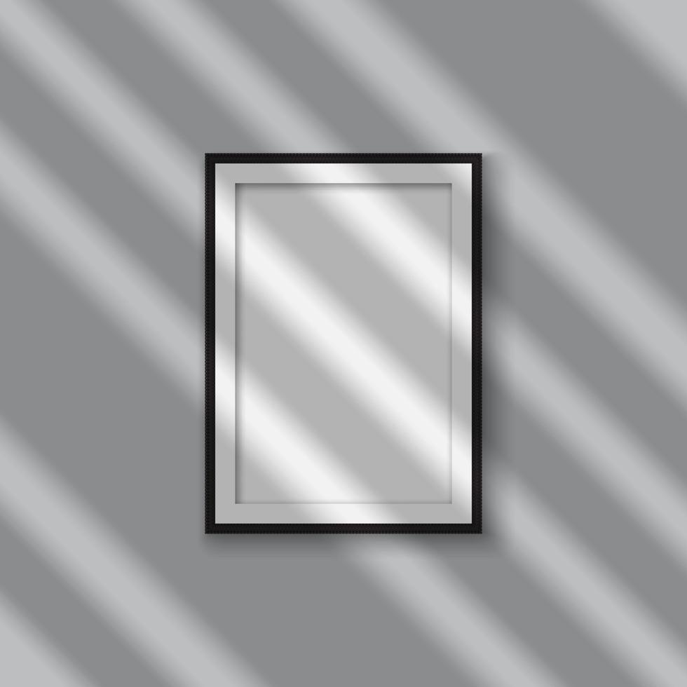 Realistic blank photo frame with shadow overlay effect vector