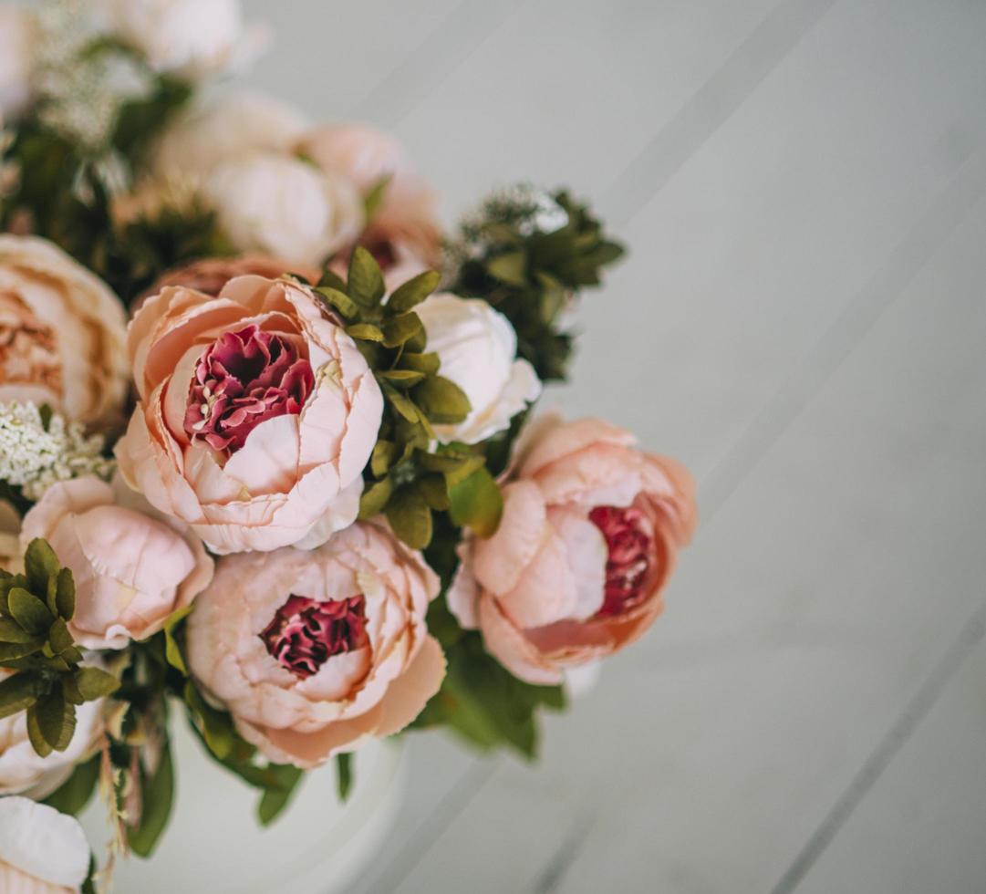 Beautiful peach peonies photo