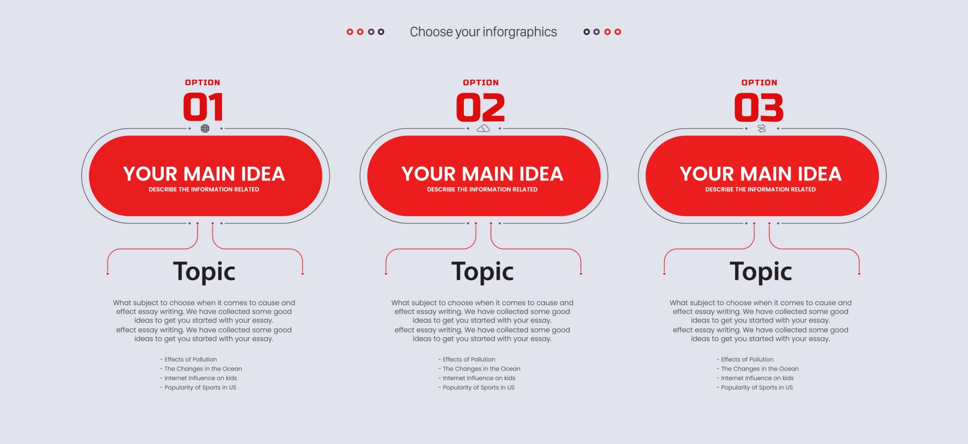 Red options. Infographics red.