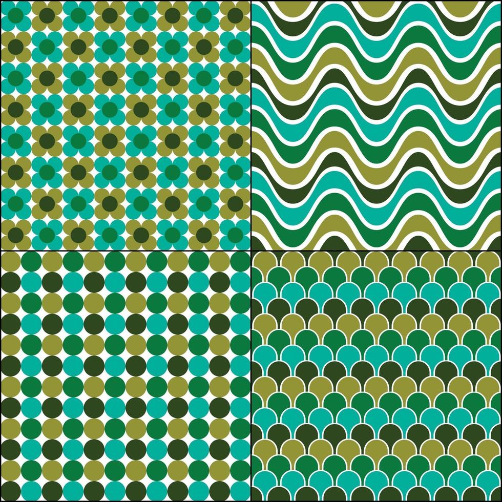 blue green retro mod seamles patterns vector