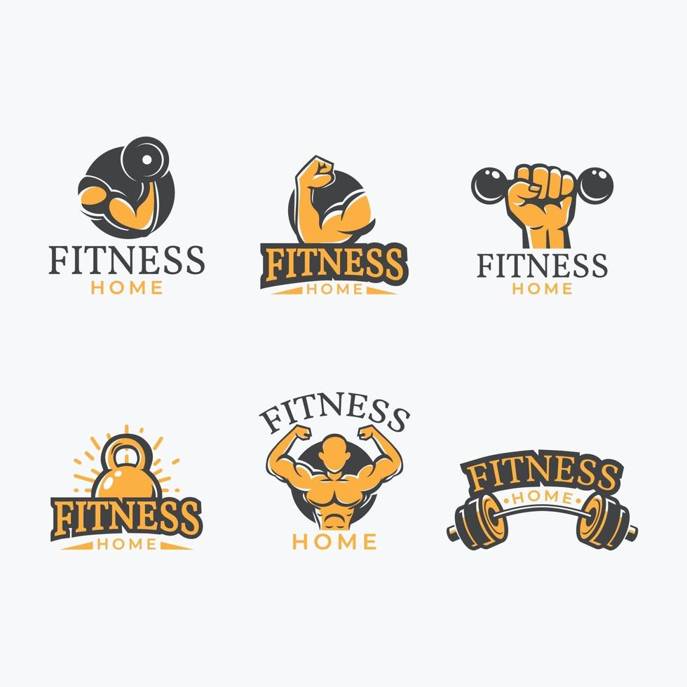 conjunto de gimnasio en casa logo vector