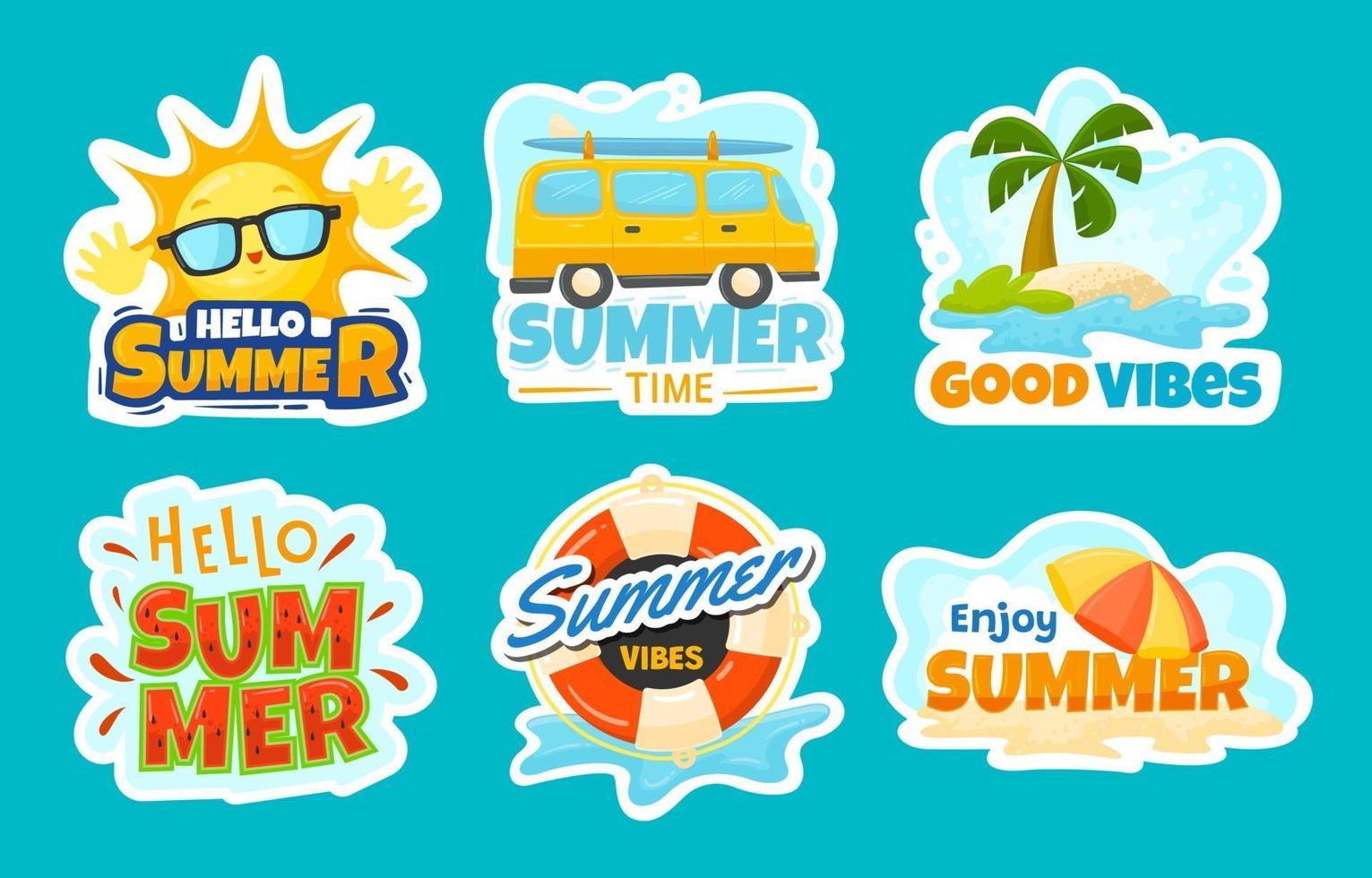 conjunto de pegatinas de verano vector