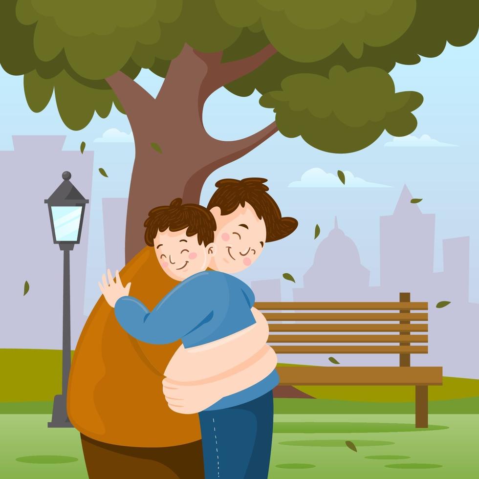 Father and Son in the Park vector