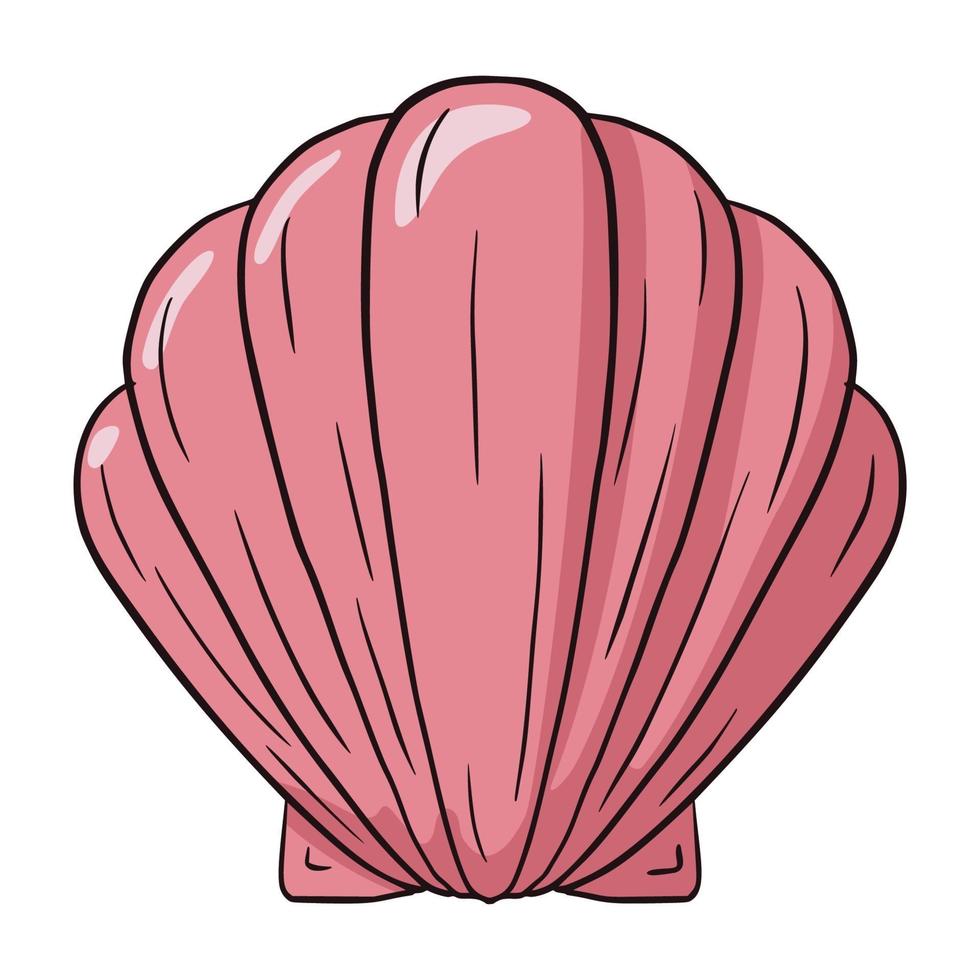 dibujado a mano ilustración de vector de concha de mar rosa