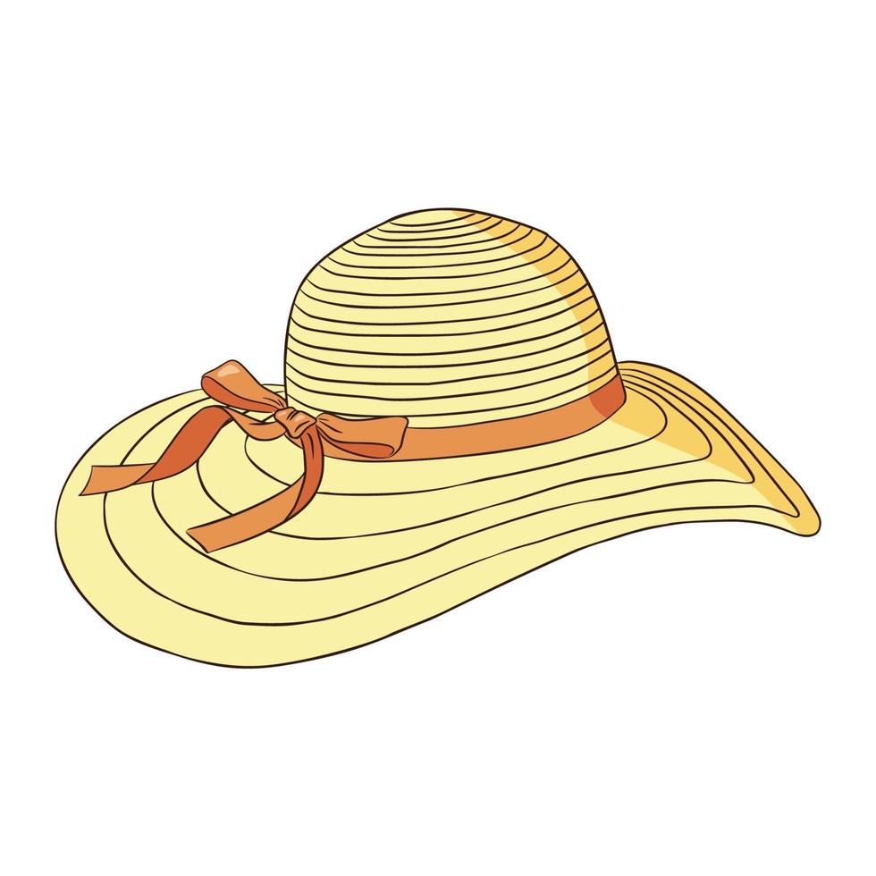 Hand Drawn Orange and Yellow Woman Hat vector