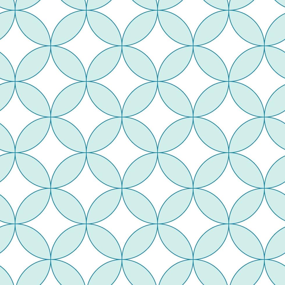 Seamless geometric pattern from circle and square. Light blue abstract background. Japanese seamless pattern.  Vector retro illustration.