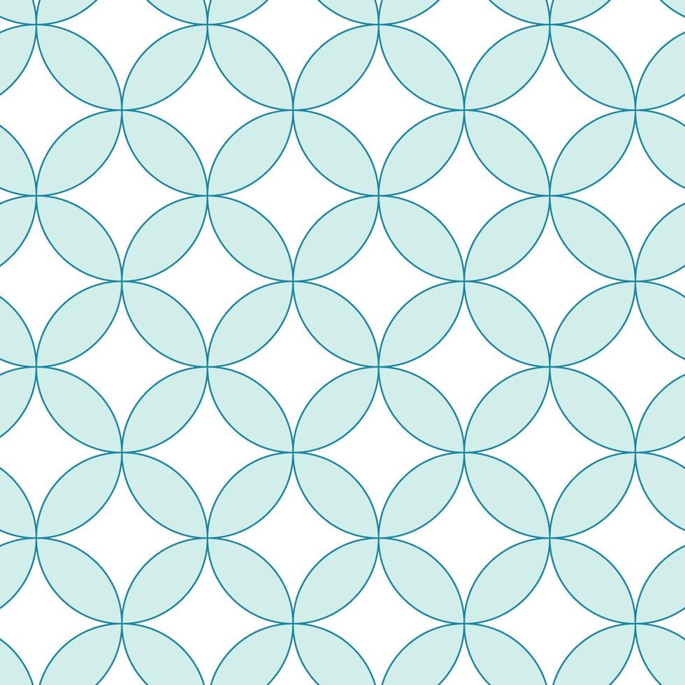 Seamless geometric pattern from circle and square. Light blue abstract background. Japanese seamless pattern.  Vector retro illustration.