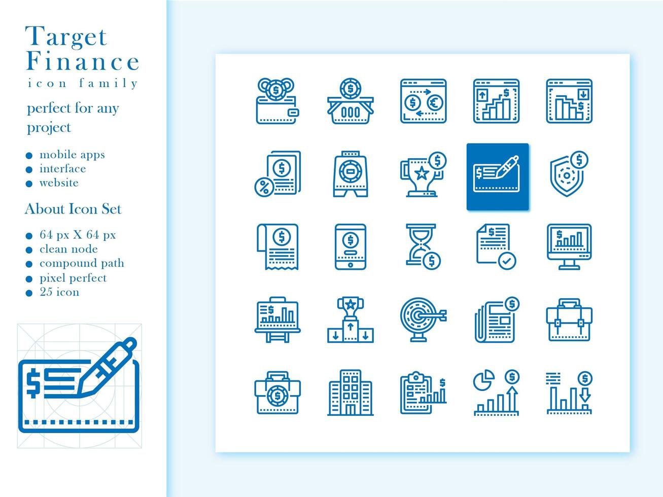 Financial icon pack outline financial vector