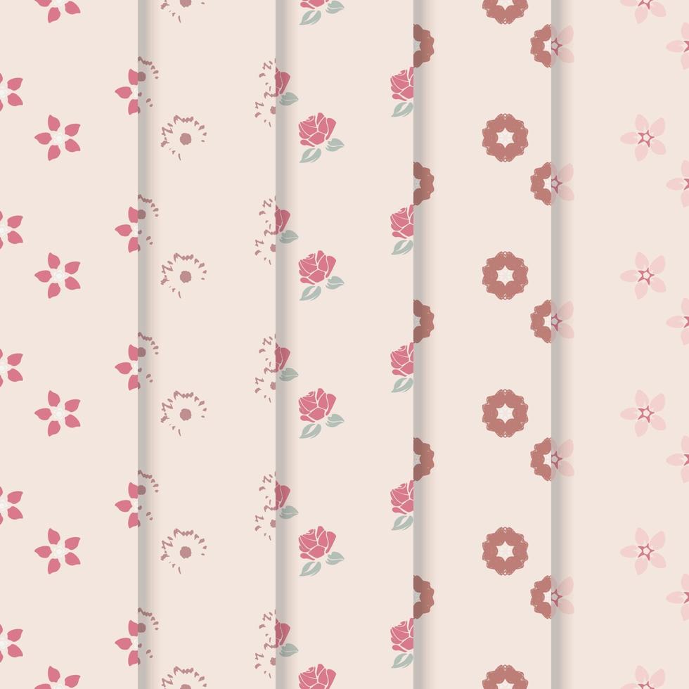 collection of seamless floral pattern in pink vector