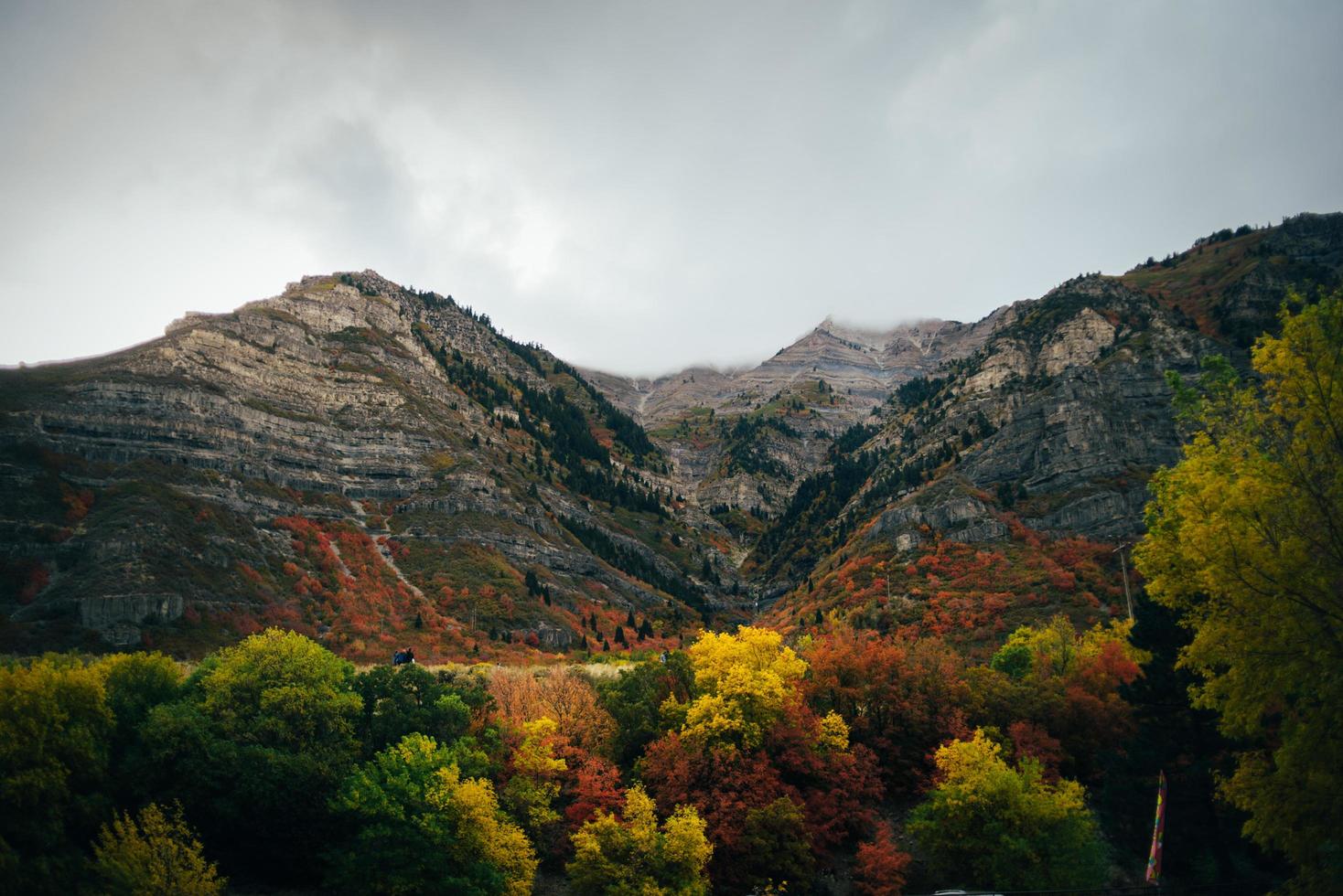 vista a la montaña de otoño foto