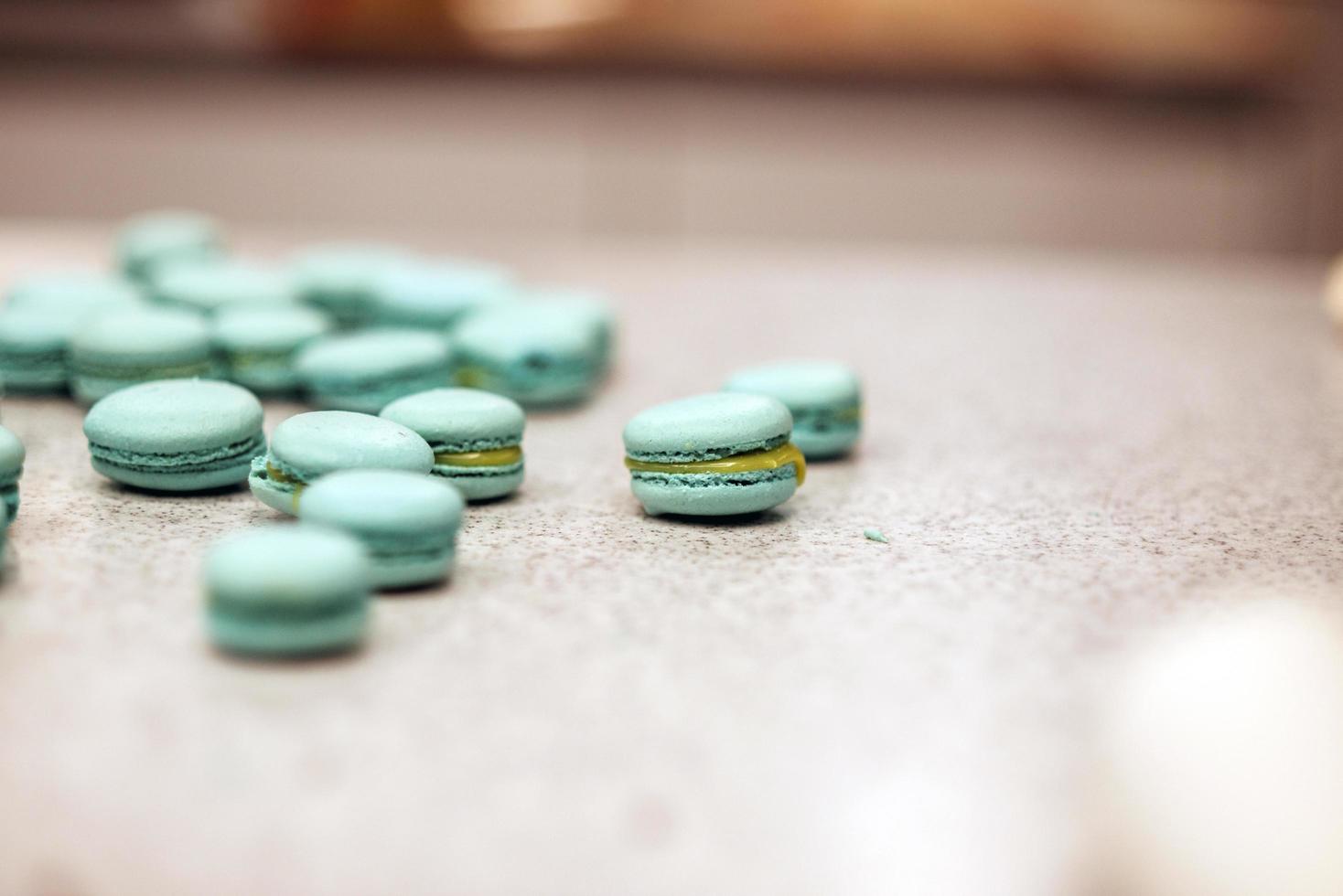 Macaroons on a table photo