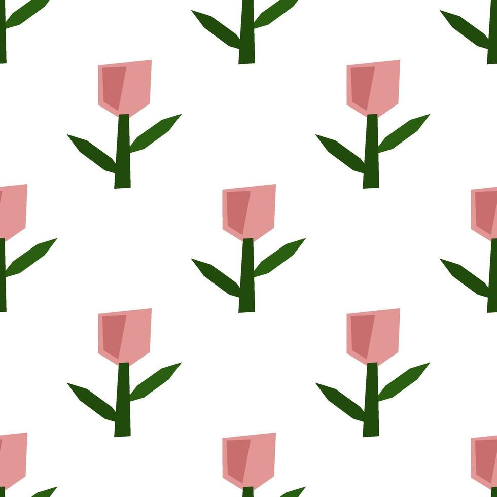 Scandinavian spring flower Vector kids seamless background pattern for baby shower, textile design. Simple texture for nordic wallpaper, fills, web page background