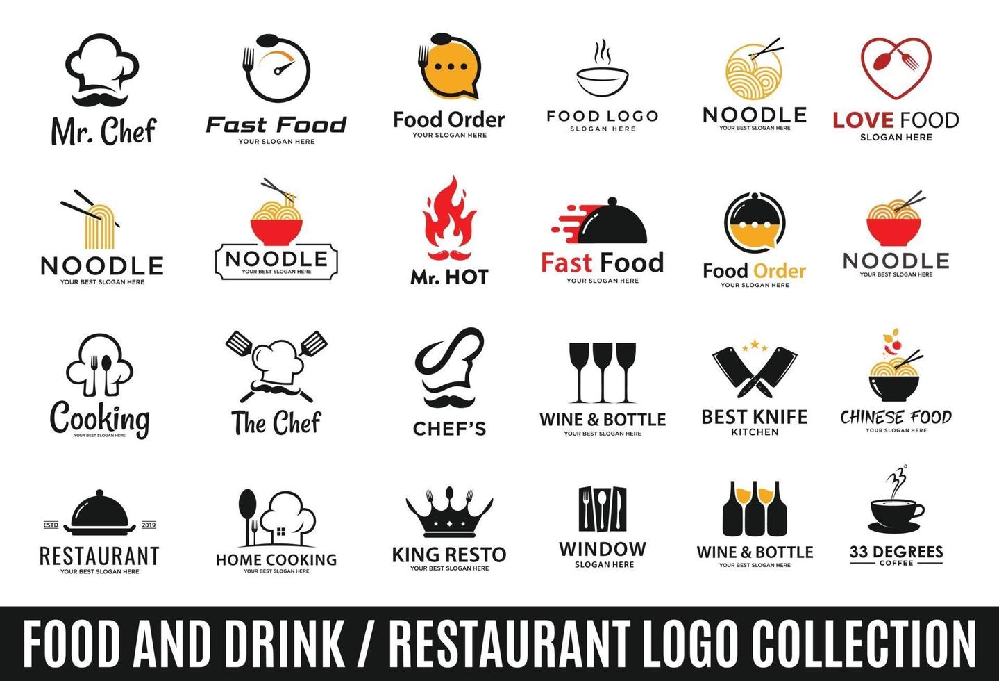 colección de logotipos de comida o restaurante vector