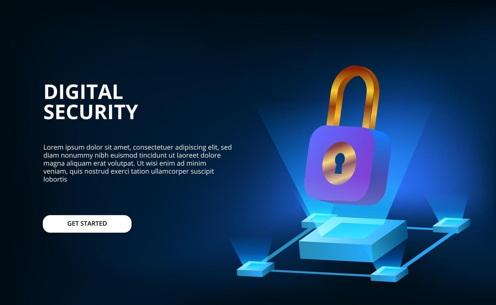 3d padlock security for internet technology cyber protect digital information or data with dark background vector