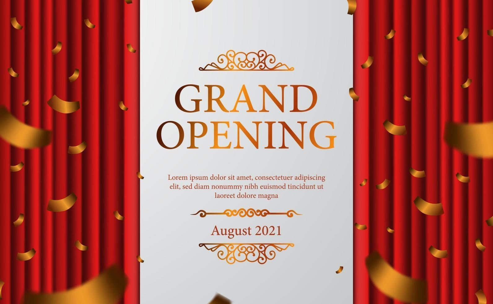 red curtain stage vintage luxury elegant grand opening with golden confetti poster  banner template 2246146 Vector Art at Vecteezy