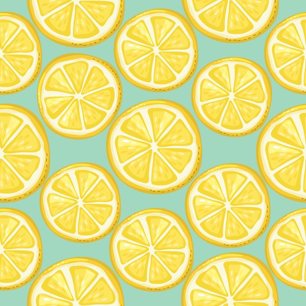Lemon slices seamless background. Summer festive pattern. Vector