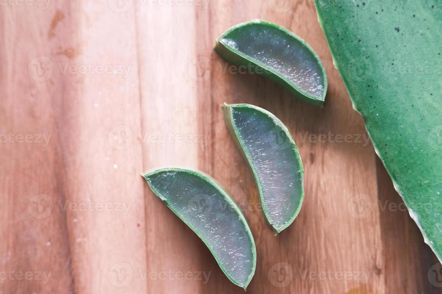 Aloe vera sliced on a chopping board photo