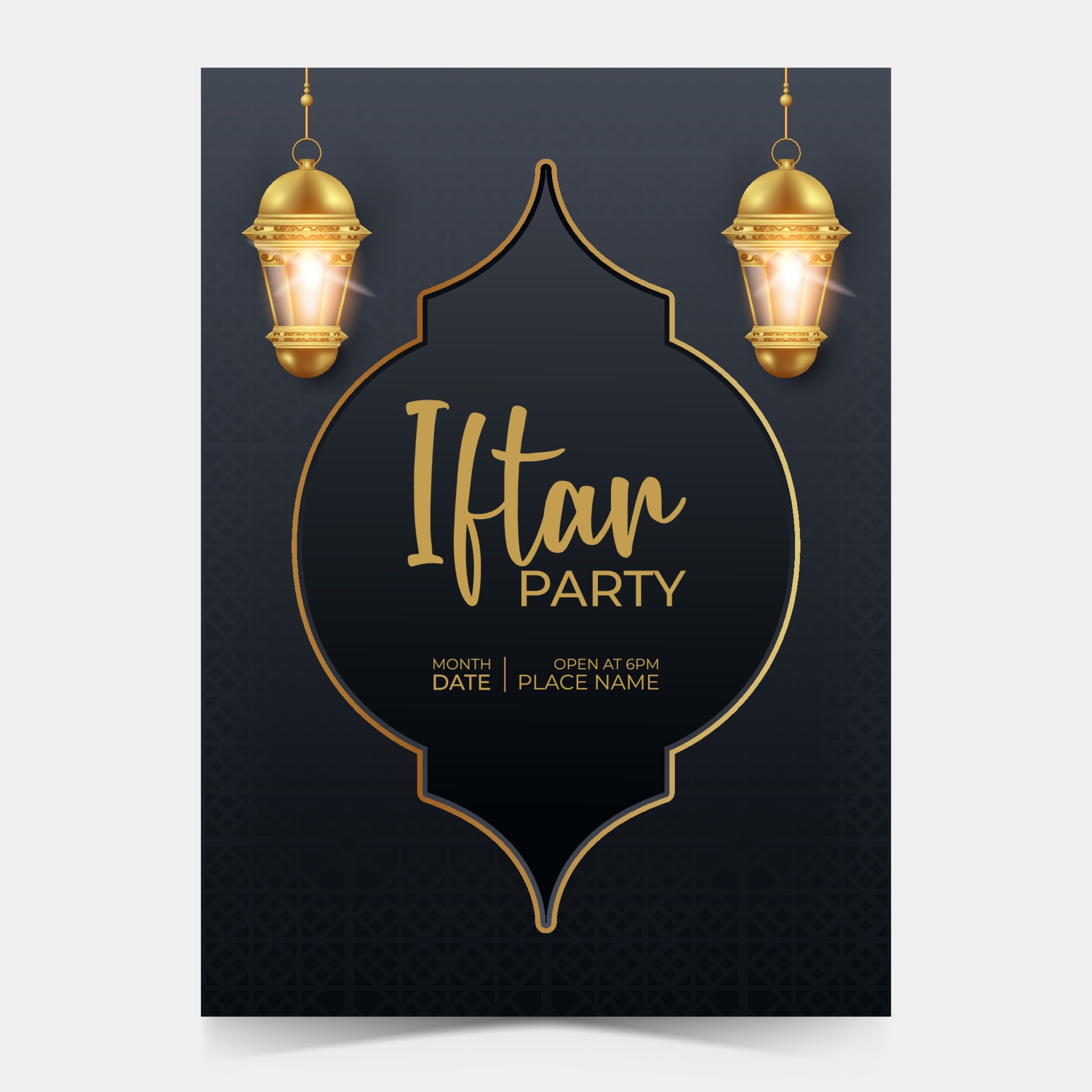 Ramadan Kareem Iftar Party Poster Template Invitation Card For Month