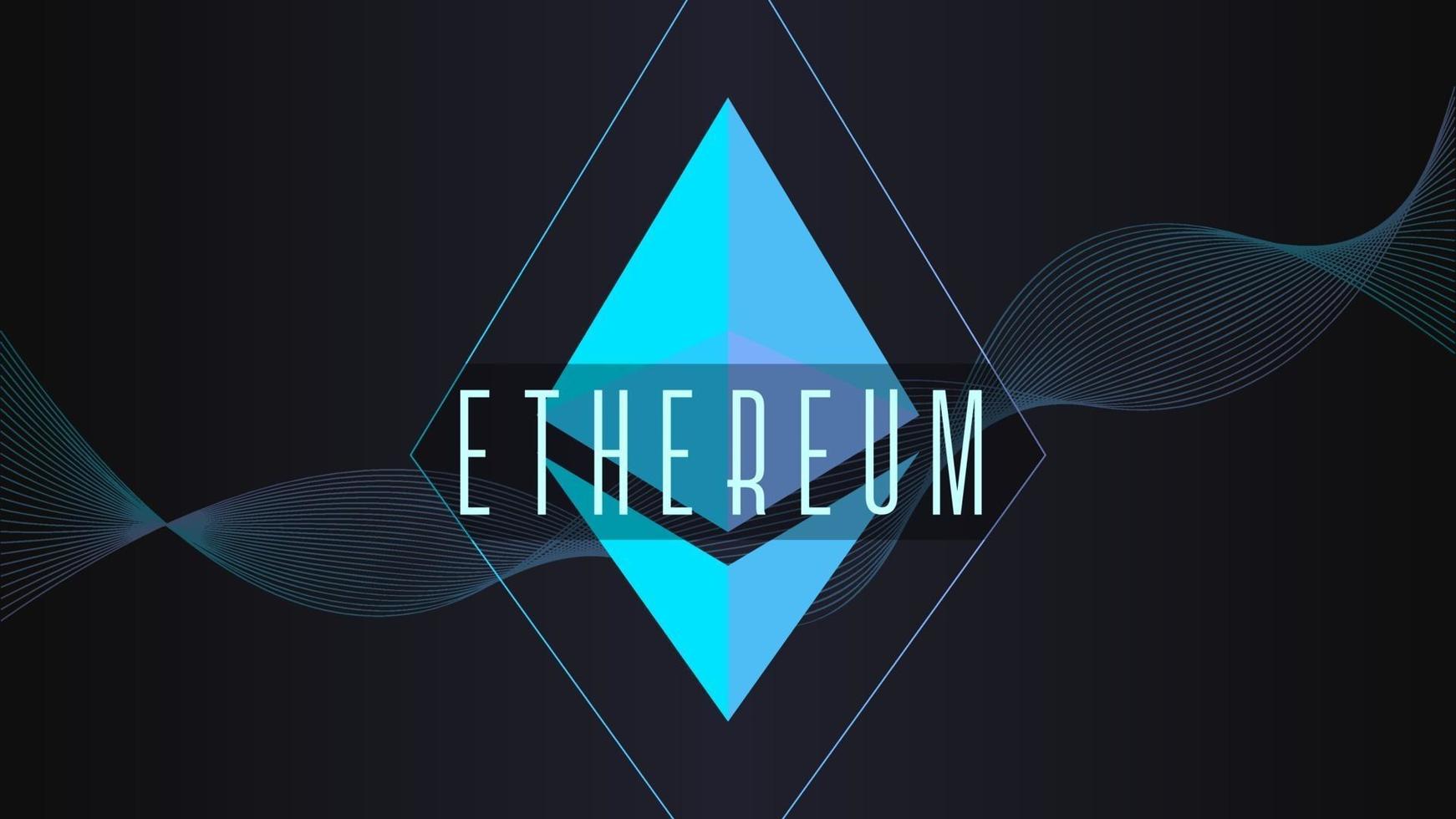 Ethereum cryptocurrency colorful wave background. vector