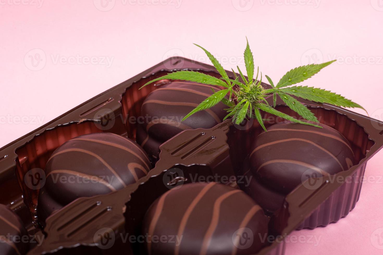 Chocolate cannabis cookies with THC and CBD extract photo