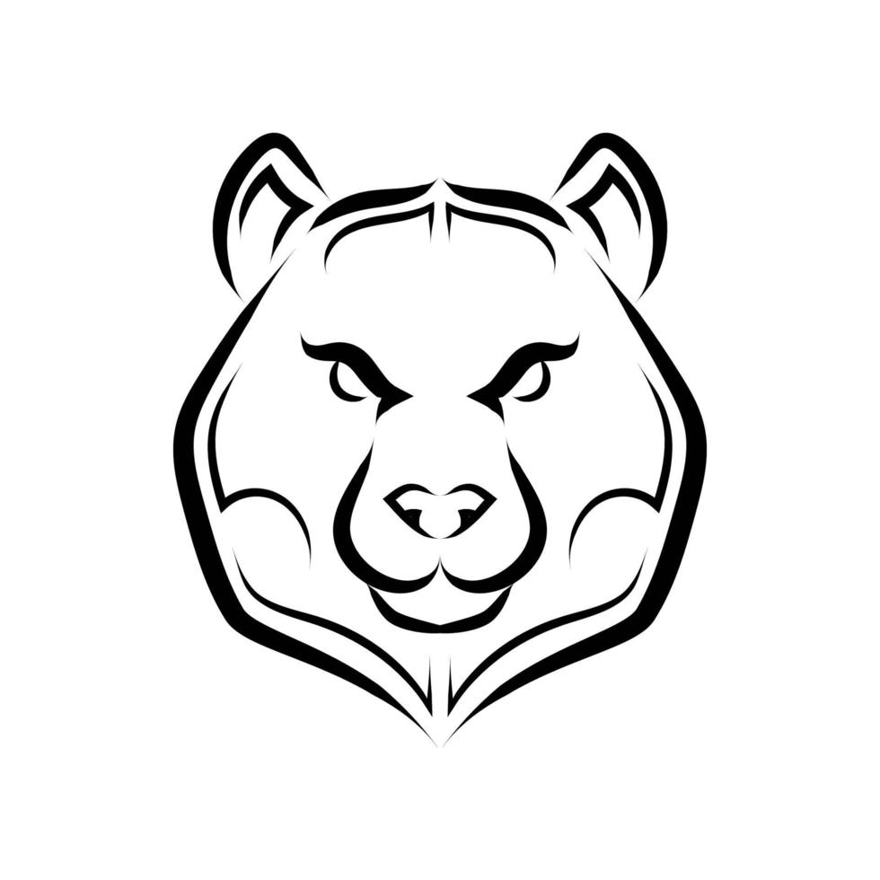 arte lineal en blanco y negro de cabeza de oso. Buen uso de símbolo, mascota, icono, avatar, tatuaje, diseño de camiseta, logotipo o cualquier diseño que desee. vector