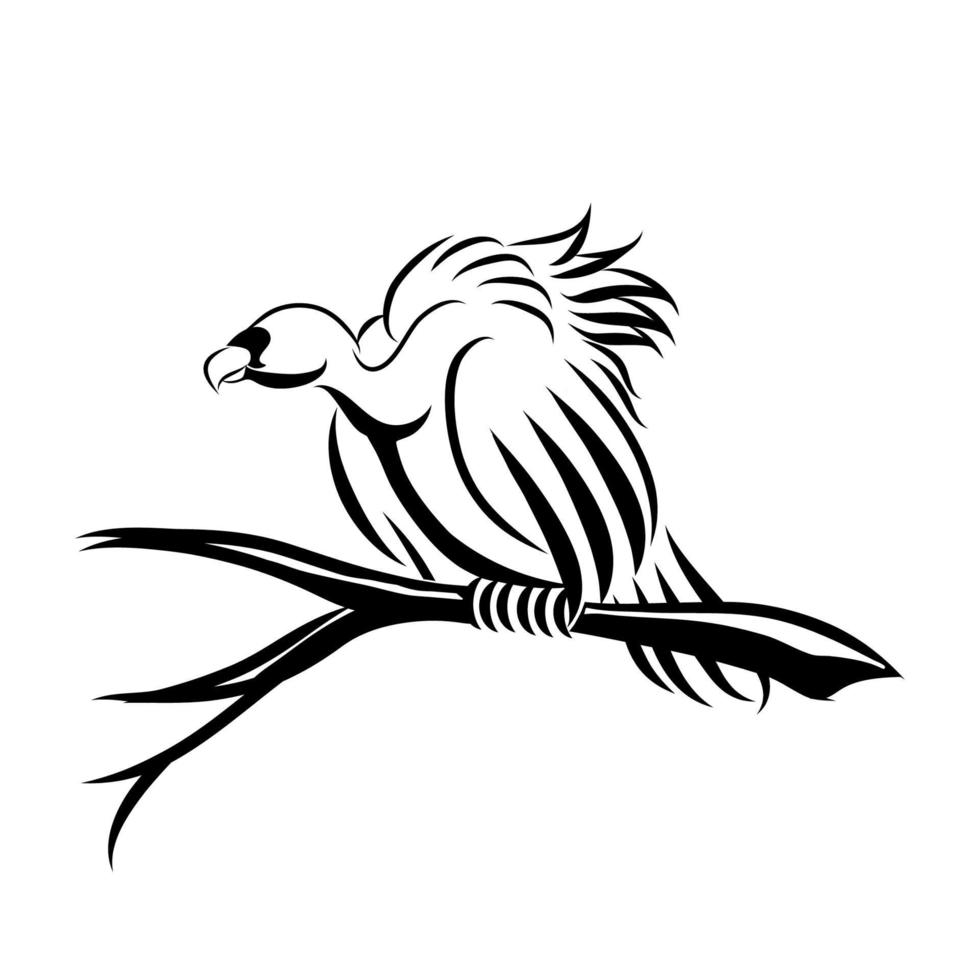 Vulture perching on a dead tree eps 10 vector
